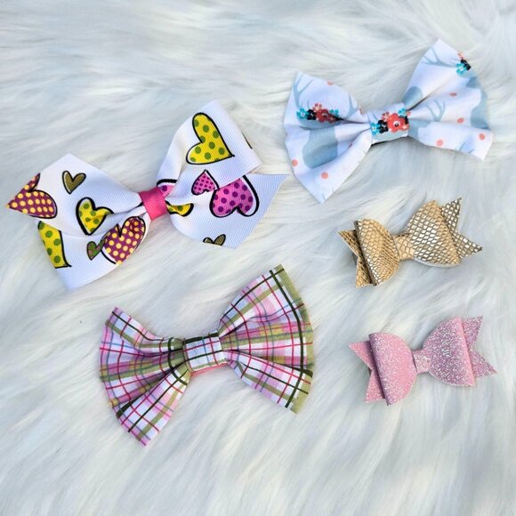 New Baby Girl Hair Bows – Set of 5 Clips, Soft & Stylish for Toddlers & Kids - Picture 1 of 2